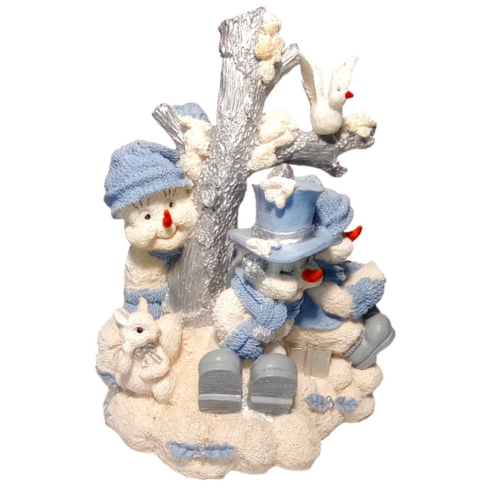 1998 Snowman's Around Tree Singing Christmas Carol Book Figurine